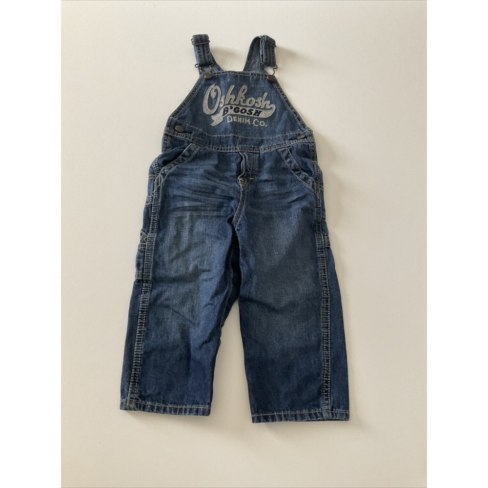 Oshkosh B Gosh Baby Overalls 24m Blue Denim Big Logo Y2k Vintage